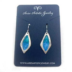 Sterling Silver Blue/Green Teardrop Earrings