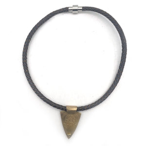 Bronze Turtle Shield Braided Leather Necklace