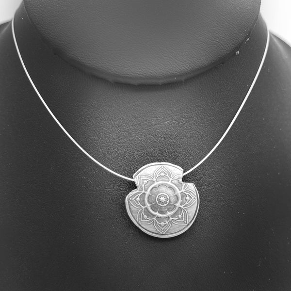 Sterling Silver Lentil Bead Reversible Mandala Necklace