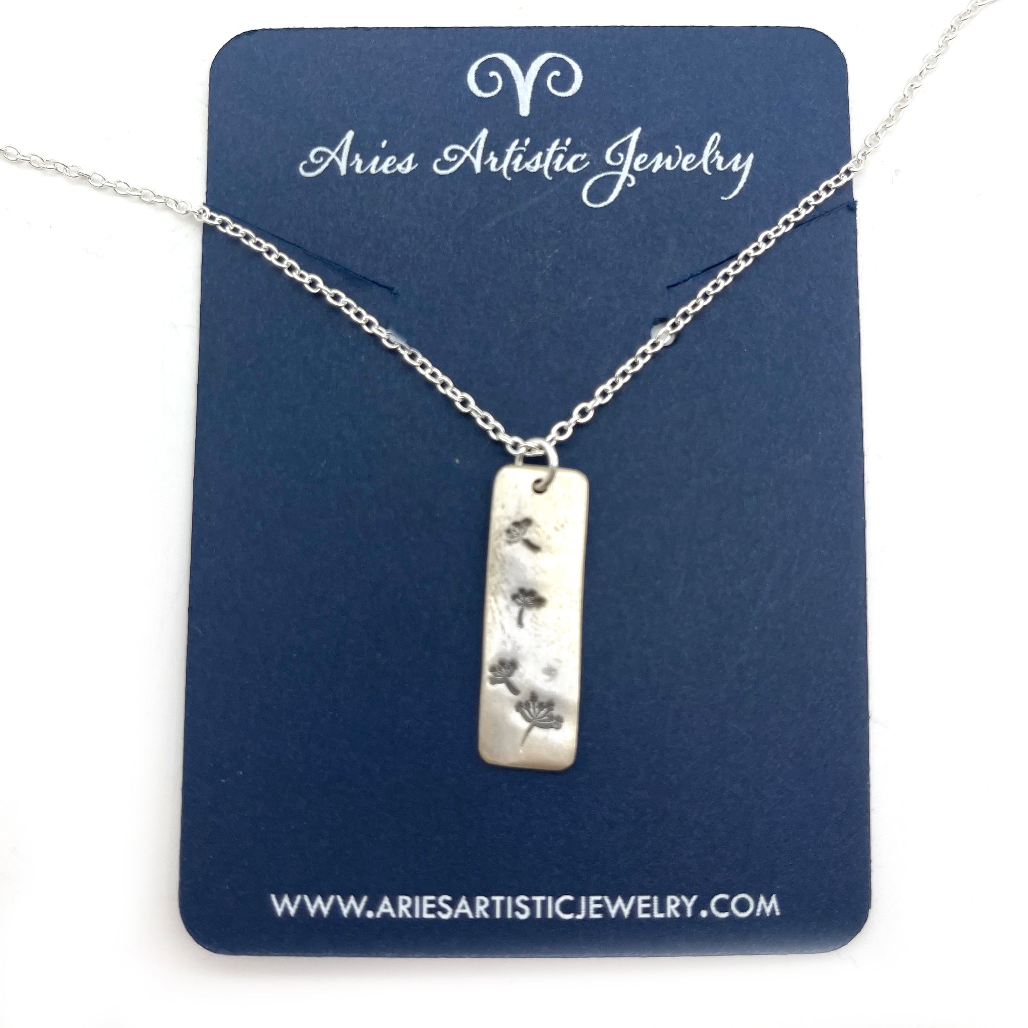 Sterling Silver Make a Wish Vertical Bar Necklace Dandelion Jewelry