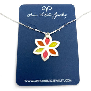Handmade Colorful Sterling Silver Flower Necklace