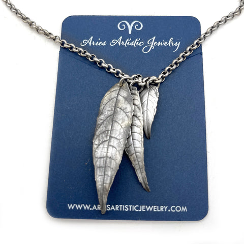 Three Leaf Pure Silver Necklace