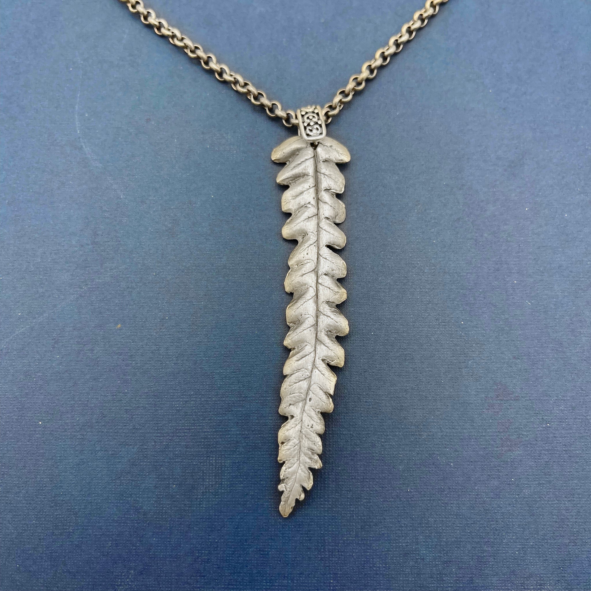 Long Fine Silver Fern Leaf Necklace