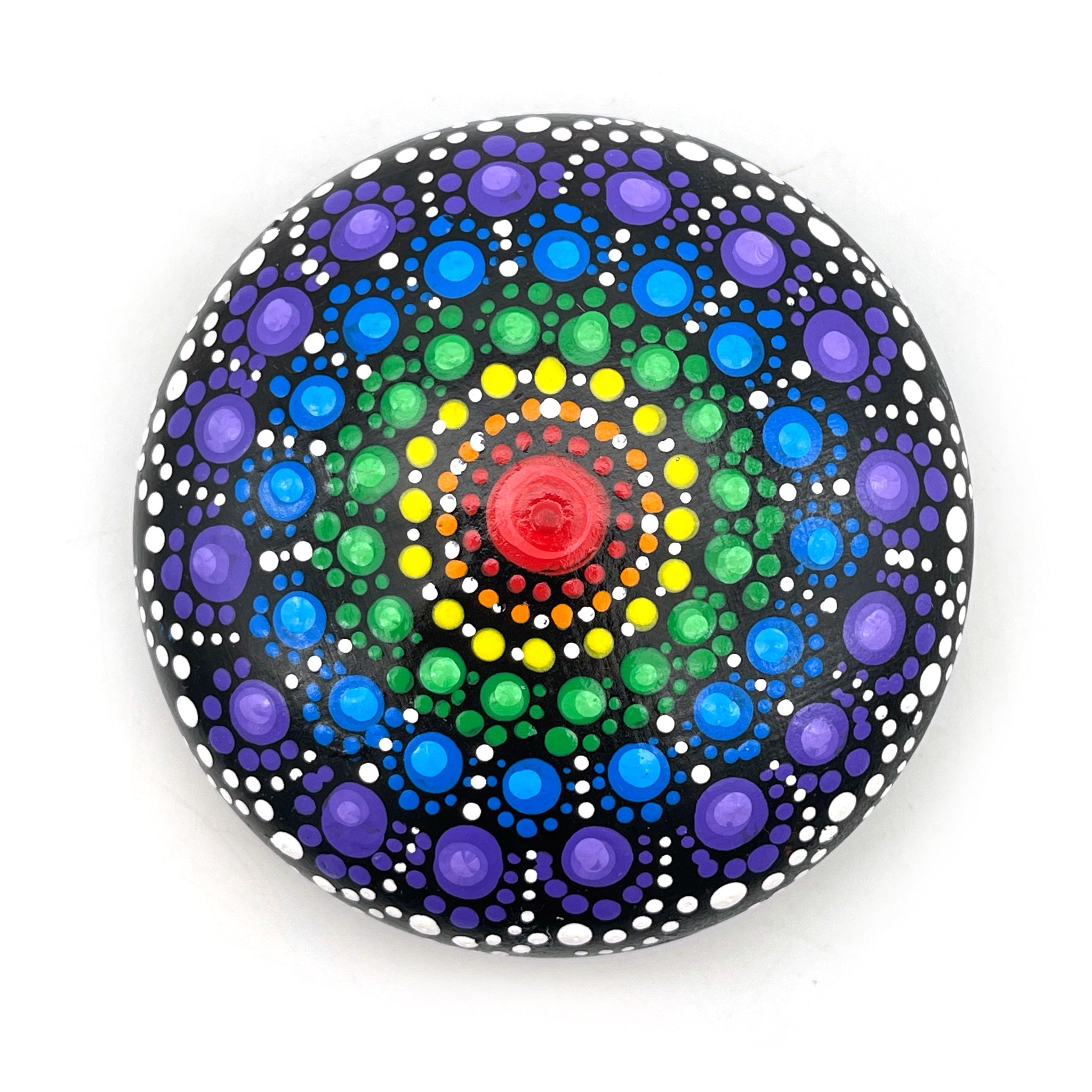 Mandala Stone Painted Spiritual Rock Rainbow