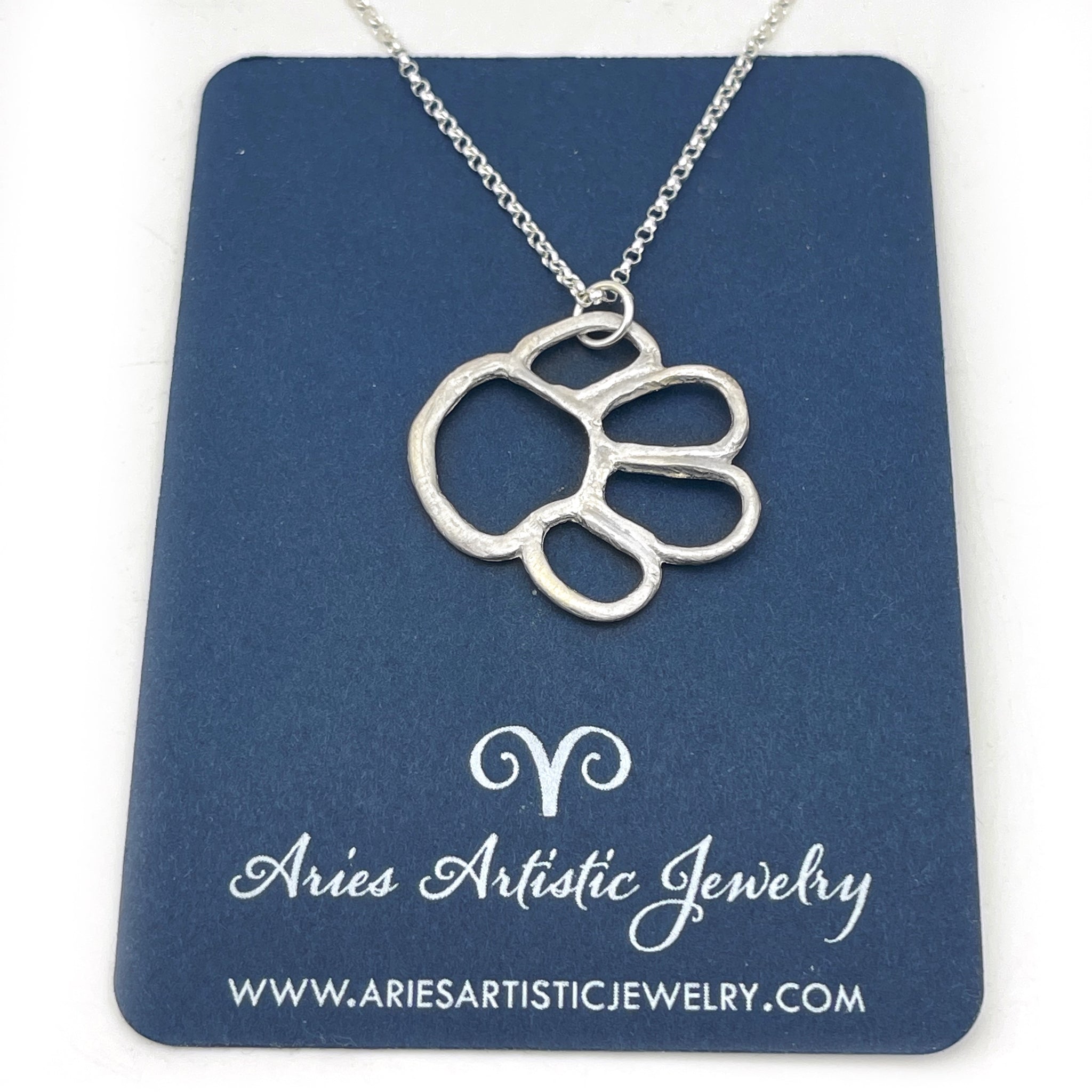 Fine Silver Dog Paw Necklace