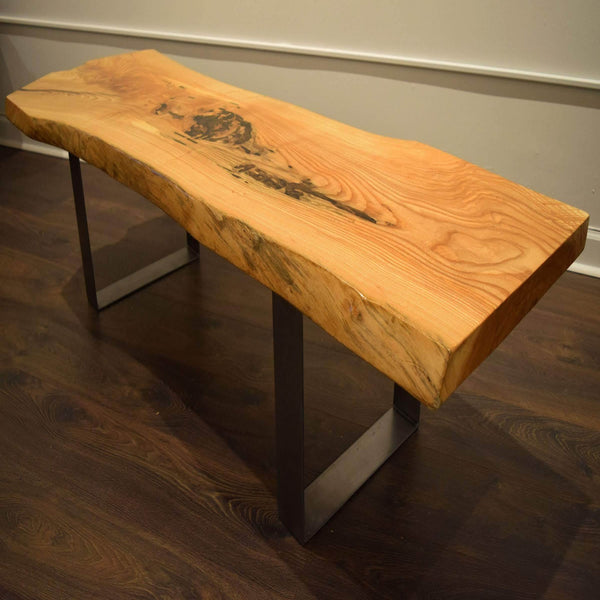 ash wood coffee table with metal legs created by RDK of NJ