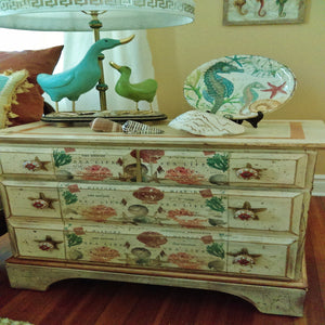 Vintage 3-Drawer Coral Seas Nautical Theme Chest