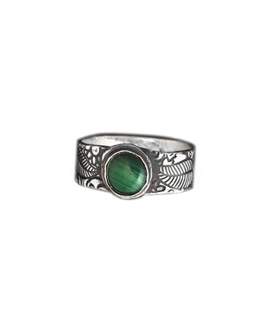 Malachite Silver RIng - Red Bank Artisan Collective jewelry art vintage recycled Ring, Aries Artistic Jewelry