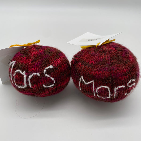 Red Mars small squish planet yarn baby by NJ artist 