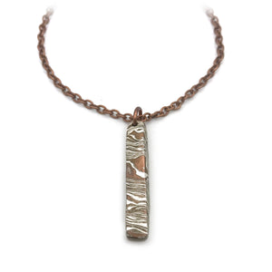 Mokume Gane Copper/Silver Stick Necklace - Red Bank Artisan Collective jewelry art vintage recycled Necklace, Aries Artistic Jewelry