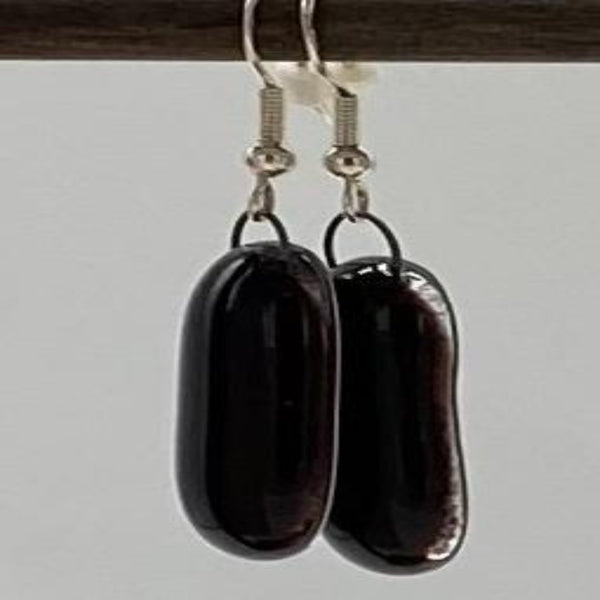 Dark purple recycled glass earrings created by NJ artist Mother's Whimsy 
