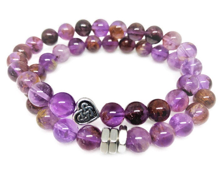 Purple Phantom Quartz Stretch Bracelet with Star and Diamond Charm –  Songlines By Jewel