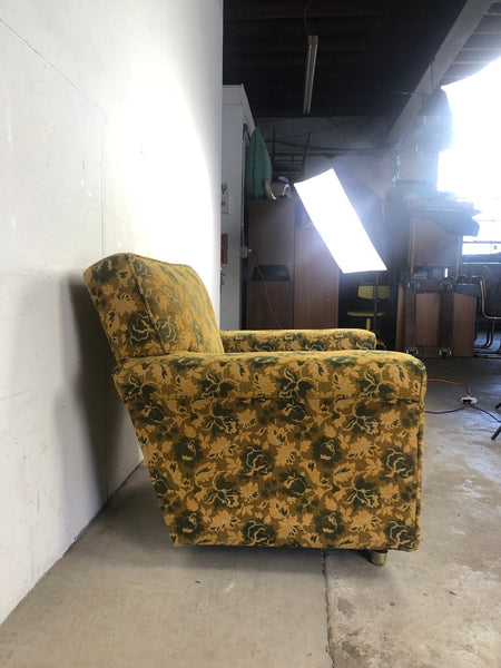 Mid Century Modern Oversized Lounge Chair Vintage Floral Fabric