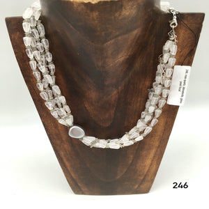 Rose quartz, labradorite, glass pearl focal
