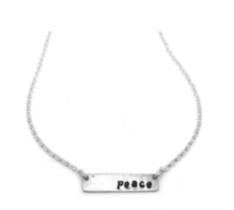 Peace Word bar necklace sterling silver jewelry by NJ artist