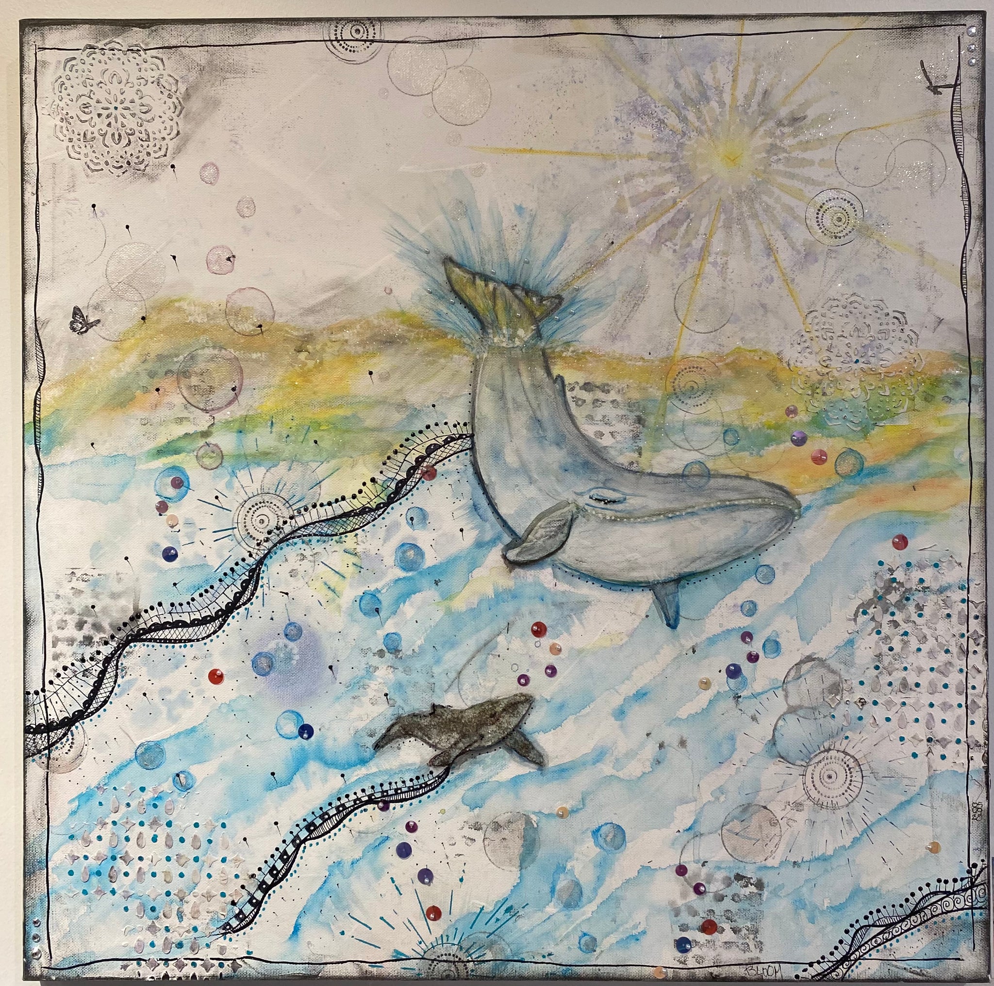 Sea Dreams using mixed media, acrylic, and watercolor painted by Blooming Colors Art