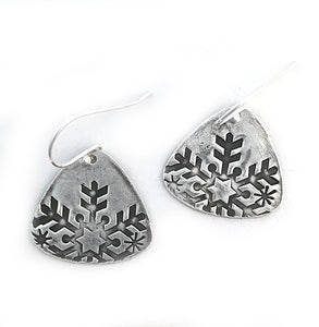 Snowflake Teardrop Earrings - Red Bank Artisan Collective jewelry art vintage recycled Earrings, Aries Artistic Jewelry
