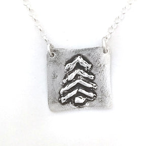 Square Drawn Tree Necklace - Red Bank Artisan Collective jewelry art vintage recycled Necklace, Aries Artistic Jewelry
