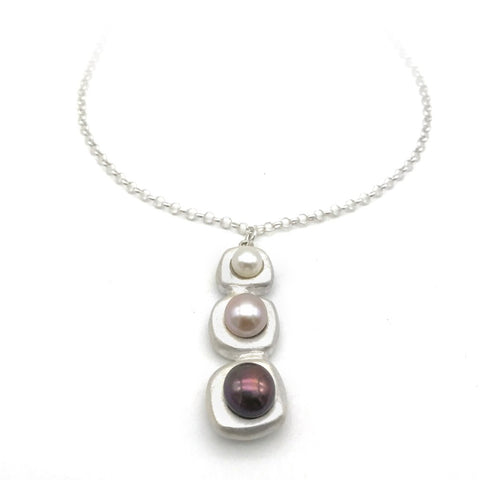 Vertical Stepping Stone Necklace - Red Bank Artisan Collective jewelry art vintage recycled Necklace, Aries Artistic Jewelry