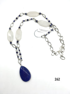 White quartz, lapis lazuli (man-made), white aventurine