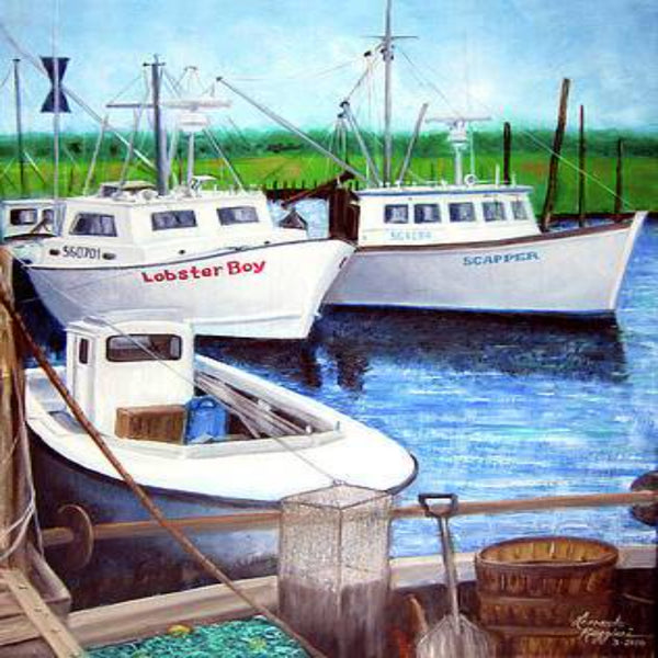 Belford NJ working boats oil paintings by Leonardo Ruggieri