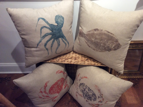 Gyotaku Printed Pillows
