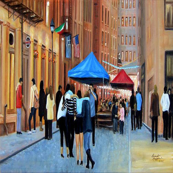 Happy Hour on Stone St NYC oil painter Leonardo Ruggieri