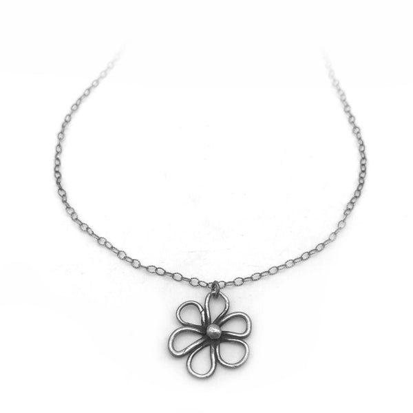 Tiny Round Flower Necklace Nature Jewelry