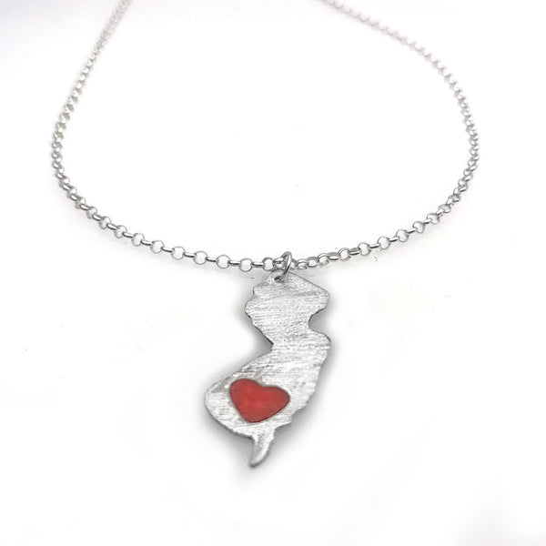 Sterling Silver NJ Heart Necklace