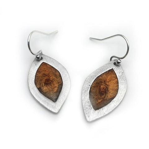 Sterling Silver Leaf Earrings Copper
