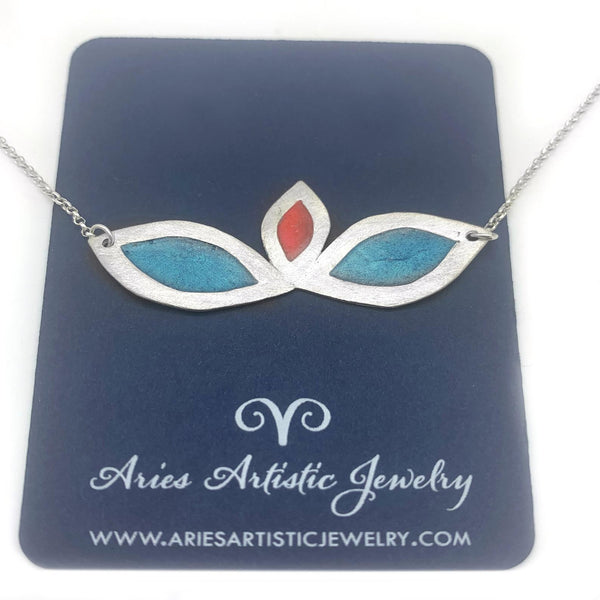 Stained Glass Sterling Silver Lotus Flower Necklace