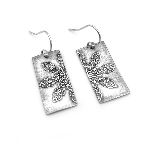 Sterling Silver Mandala Earrings Abstract Design