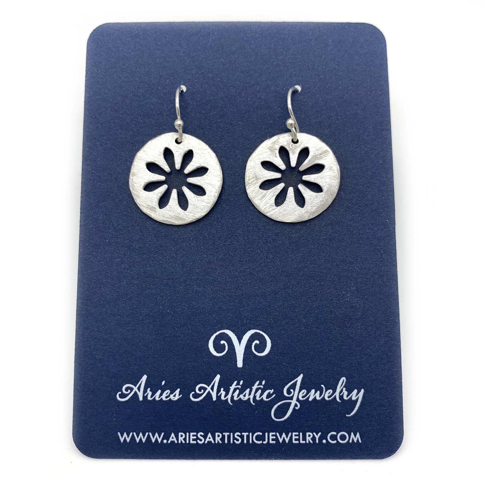Round Snowflake Earrings with Abstract Design