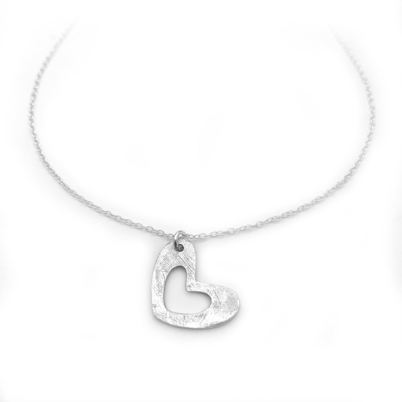 Sterling Silver Heart Necklace Minimalist Jewelry