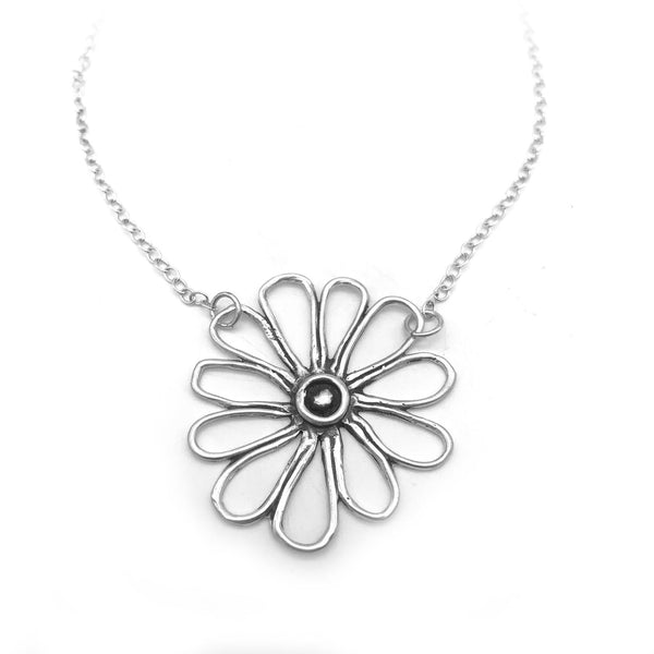 Whimsical Fine Silver Flower Necklace for Nature Lovers