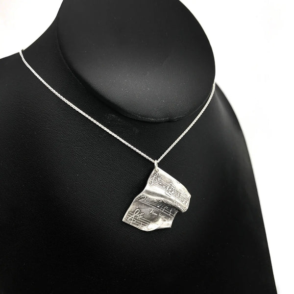 Sterling Silver Horizontal Music Sheet Necklace