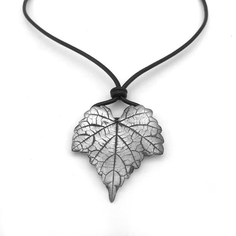 Large Silver Leaf Necklace - Red Bank Artisan Collective jewelry art vintage recycled Necklace, Aries Artistic Jewelry