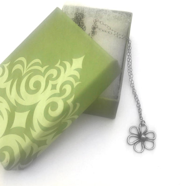 Tiny Round Flower Necklace Nature Jewelry