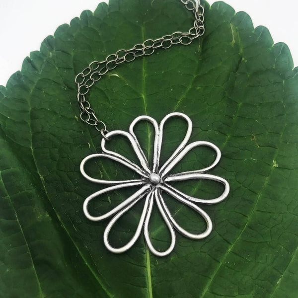 Whimsical Large Round Flower Necklace Botanical Jewelry