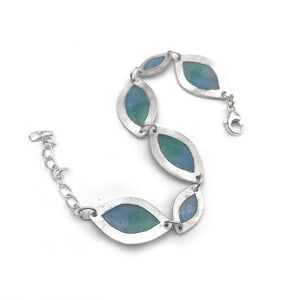 Blue Sterling Silver Multi-Leaf Bracelet