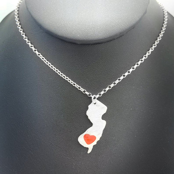 Sterling Silver NJ Heart Necklace