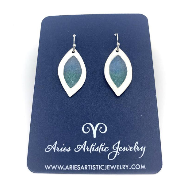 Sterling Silver Leaf Earrings Blue/Green