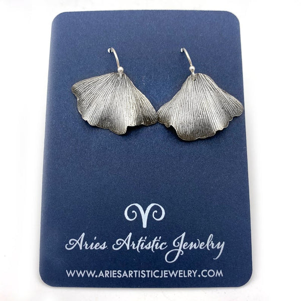 Fine Silver Ginkgo Leaf Earrings Nature Jewelry