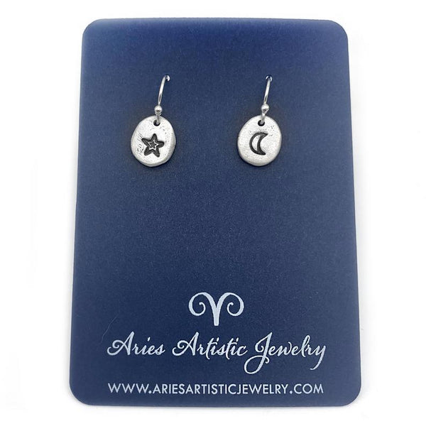 Sterling Silver Moon & Star Earrings, Moon Earrings Celestial Jewelry