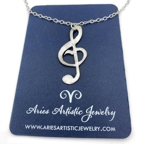 Sterling Silver Music Note Necklace Music Jewelry