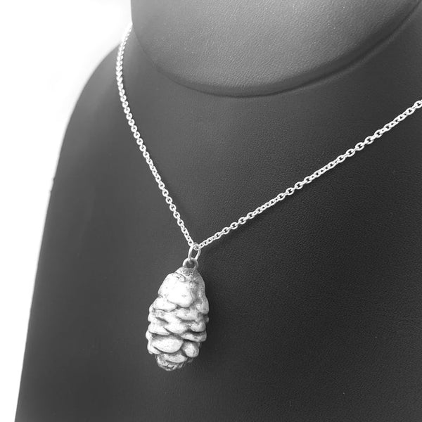 Fine Silver Pine Cone Necklace Winter Jewelry Nature Lover