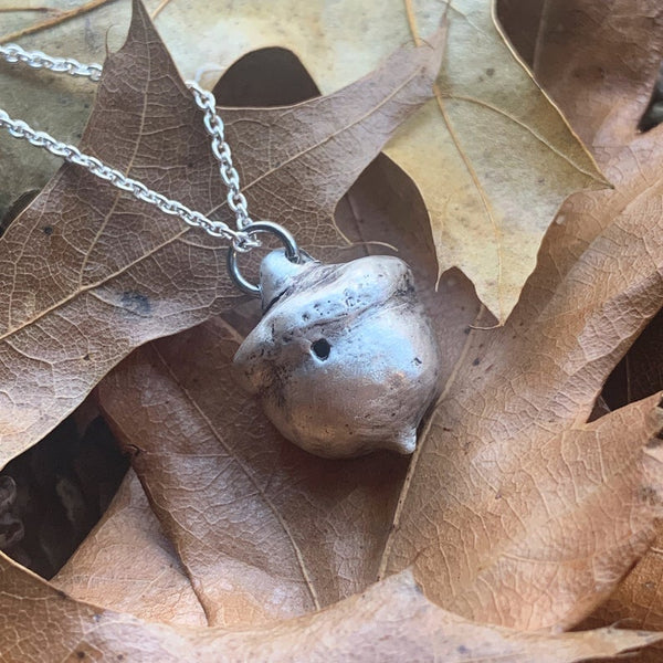 Fine Silver Acorn Necklace Winter Jewelry Nature Lover
