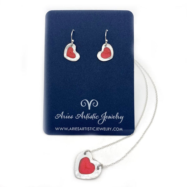 Sterling Silver Tiny Red Heart Earrings Heart Jewelry