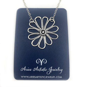 Whimsical Fine Silver Flower Necklace for Nature Lovers