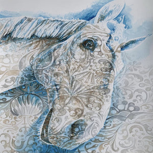 Horse (Ross) acrylic on paper framed by Asja Jung 